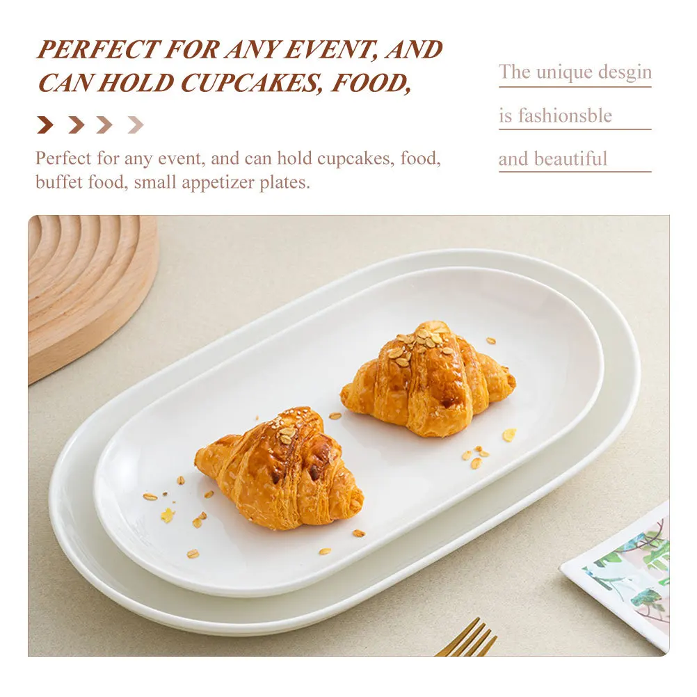 

Oval Ceramic Food Plate Snack Dish Suitable for Birthday Party Pastry Serving Tray Nordic Style Food Serving Plate
