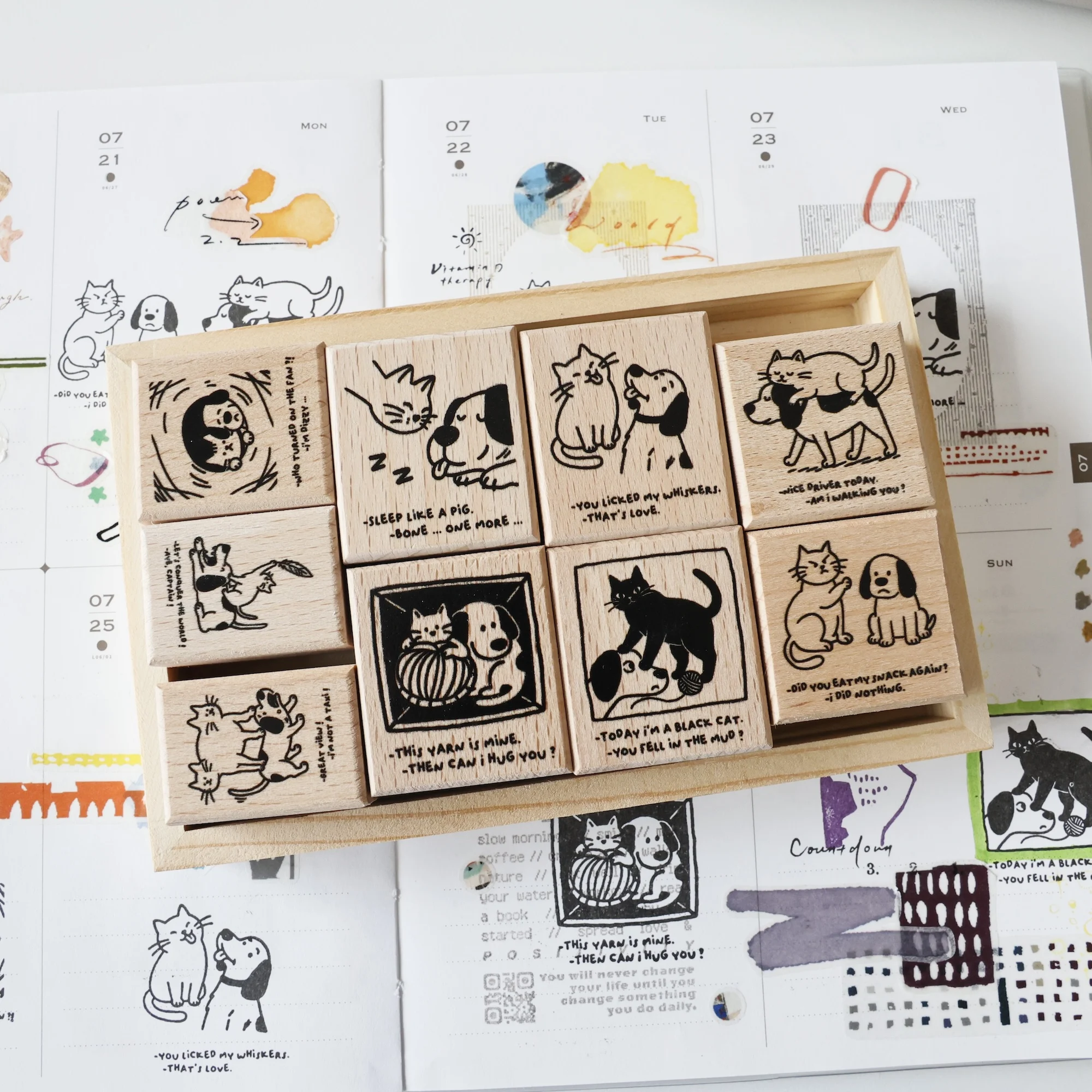 

TaoTaoJiang Studio Vintage Lovely Cat Dog Wooden Rubber Stamp for DIY Scrapbooking Photo Album Card Making