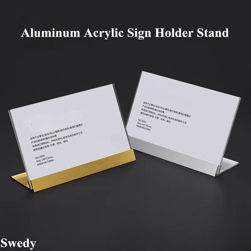 83x65mm L Shape Metal Base Acrylic Sign Holder Display Stand Table Number Place Card Holder Mini Price Label Card Tag