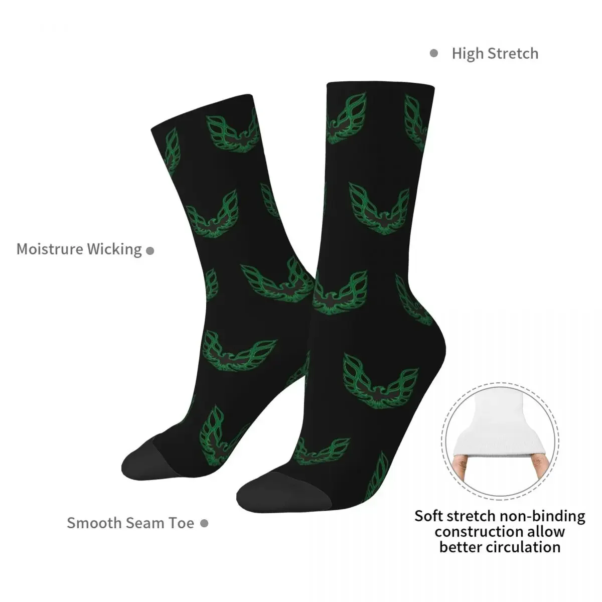 Pontiac Firebird Trans-Am Green Socks Harajuku High Quality Stockings All Season Long Socks for Man's Woman's Christmas Gifts