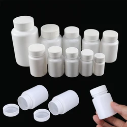 50PCS 15ml/20ml/30ml/60ml/100ml Plastic PE White Seal Bottles Pill Vials With Lid Travel Tablets Capsule Solid Powder Containers