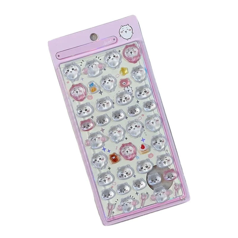 Schattige Cartoon Chiikawa 3D reliëf stickers Kawaii Seal Puff DIY decal sticker voor scrapbook laptop telefoonhoesje kristallen stickers