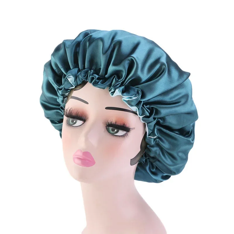 Reversible Satin Bonnet Hair Caps Double Layer Adjust Sleep Night Cap Head Cover Hat For Curly Springy Hair Styling Accessories