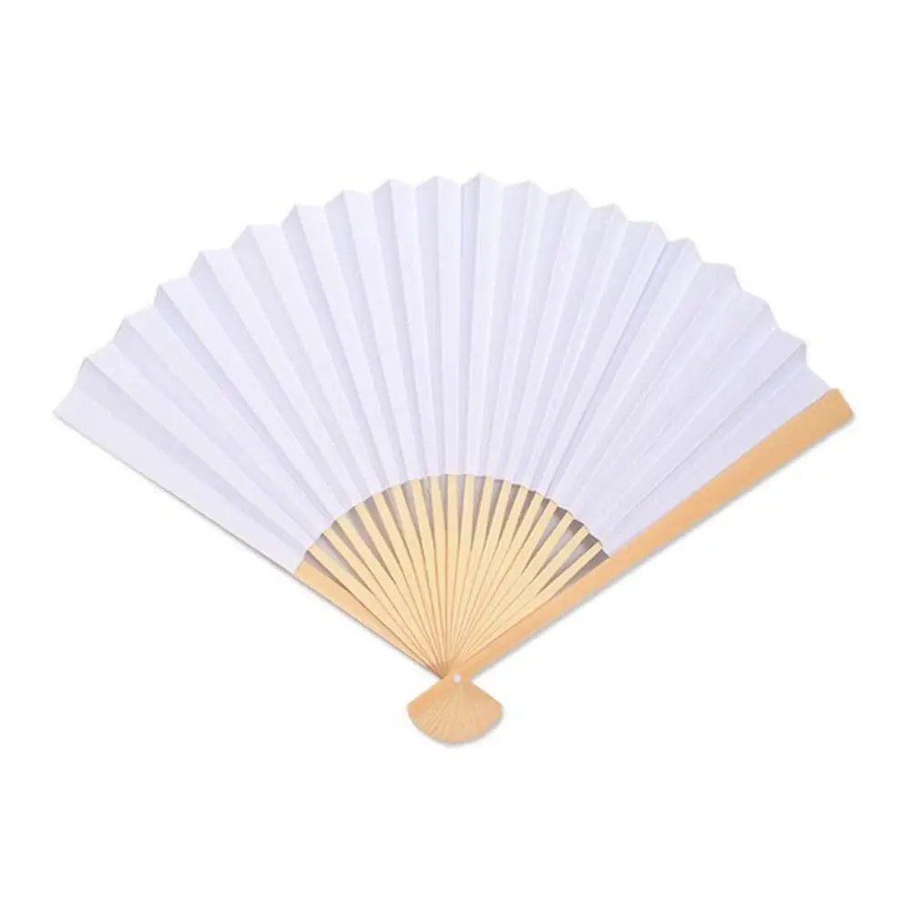 4Pcs 7/10/12 Inch Dance Folding Hand Fan Double Sided DIY White Blank Foldable Fan Portable Classical Tai Chi Hand Fan
