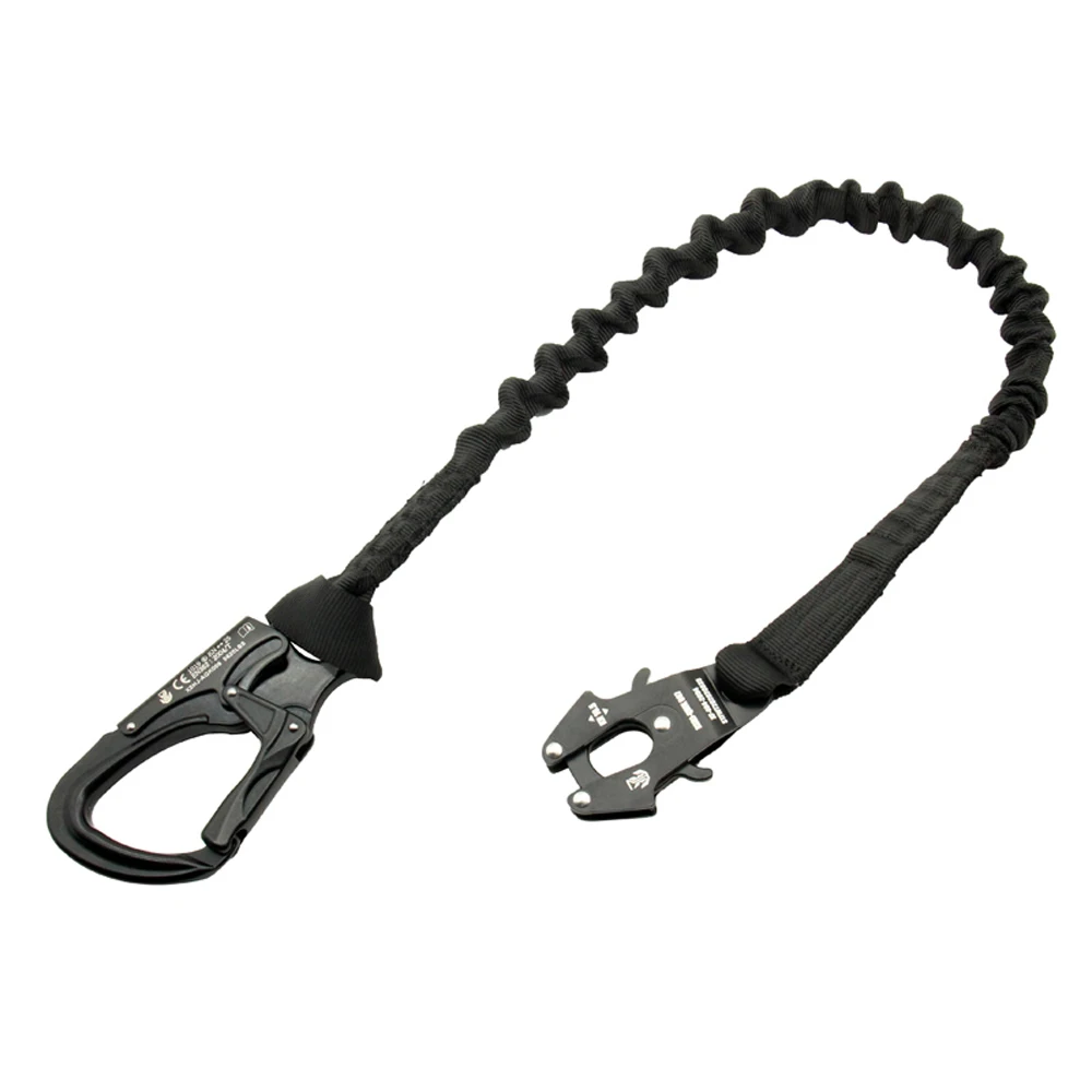 الرياضة في الهواء الطلق الحبل الثابت D مشبك للإفراج السريع والسريع CE حبل أمان مرن معتمد مشبك نهاية مزدوجة #6