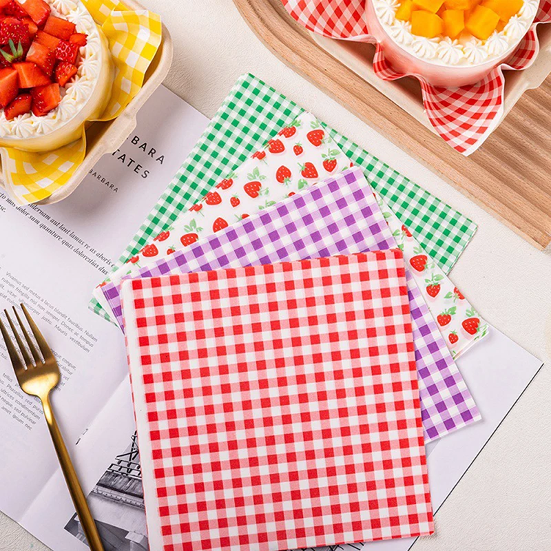 100pcs Restaurants Grease Resistant Paper Sheets for Food Basket Liners Classic Checkered BBQ Picnic Festival Party Fast Food