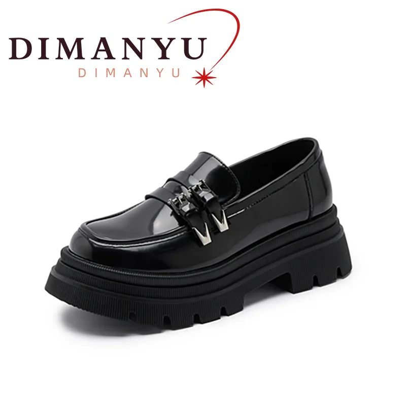 

DIMANYU Women's Lucky Shoes Thick Sole 2024 Spring New Real Leather Women's Shoes British Style Fashion Women's JK Shoes