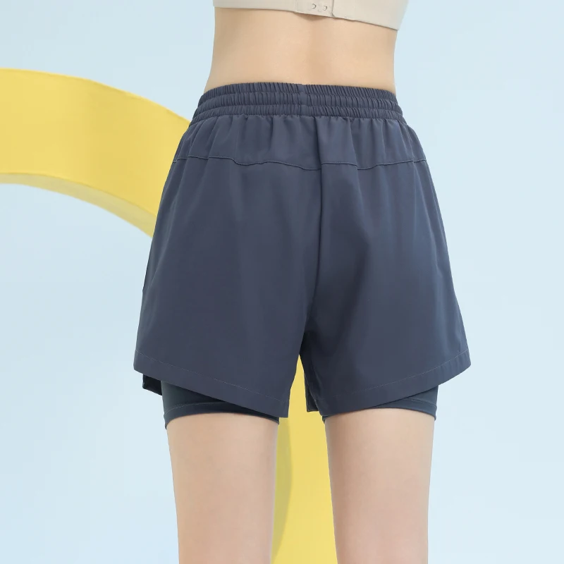PHIGEER High Waist Yoga Shorts Summer 2 in 1 Quick Dry Workout Shorts with Pockets Women Lightweight Sweatshort Gym Clothes New