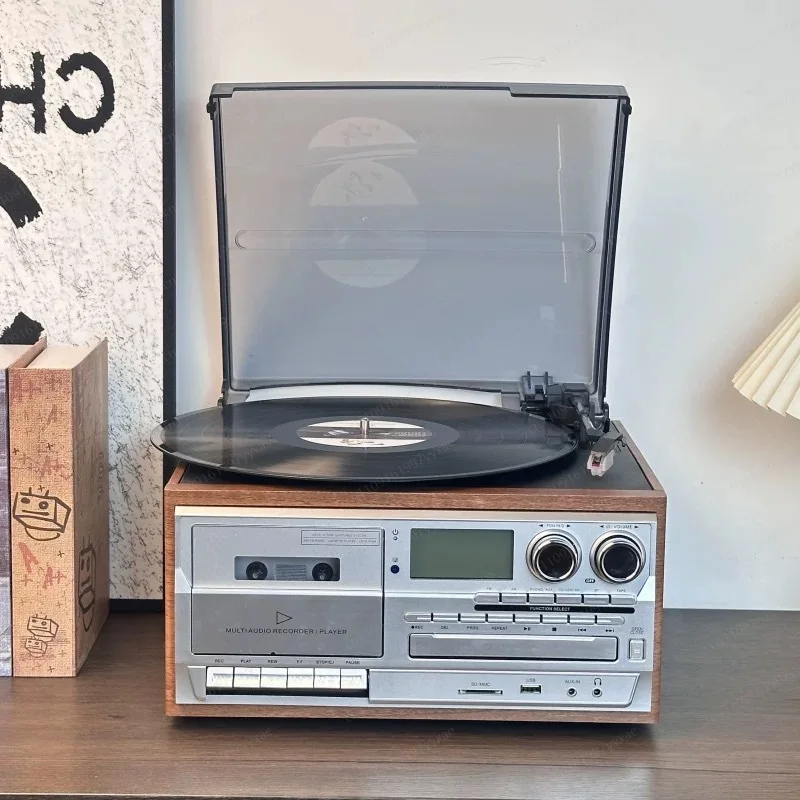 Vintage vinyl record player cd player vintage tape player FMAM radio desktop bluetooth speaker