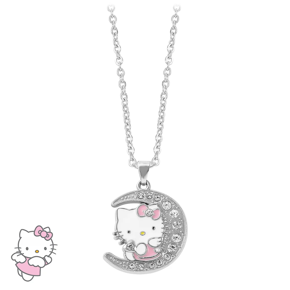 

Anime Kitty Cat Moon Necklace Cartoon Figure Kitty White Metal Badge Pendant Necklace Collar Kawaii Jewelry Accessories