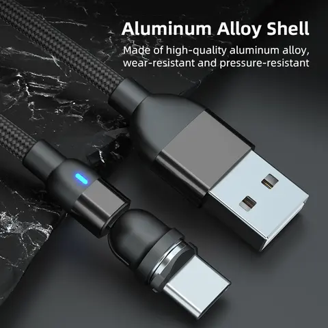 540° Rotating USB C 2.4A Magnetic Type C Charging Cable Fast Charger Data Sync Wire for Samsung Xiaomi Huawei Android Phone