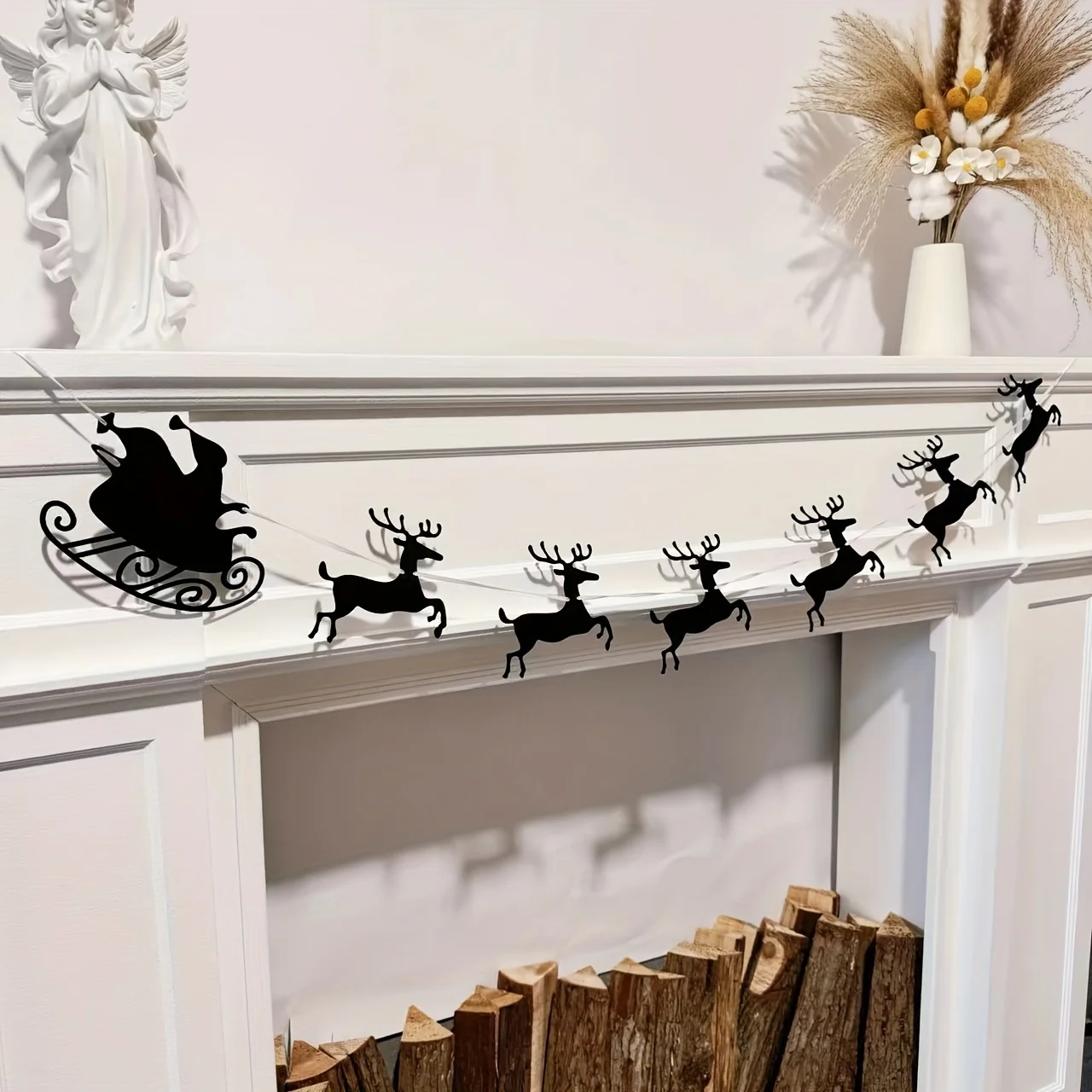 1Pcs Merry Christmas Elk Banner Pull Flag Santa Claus Xmas Scene Home Party Decor Supplies