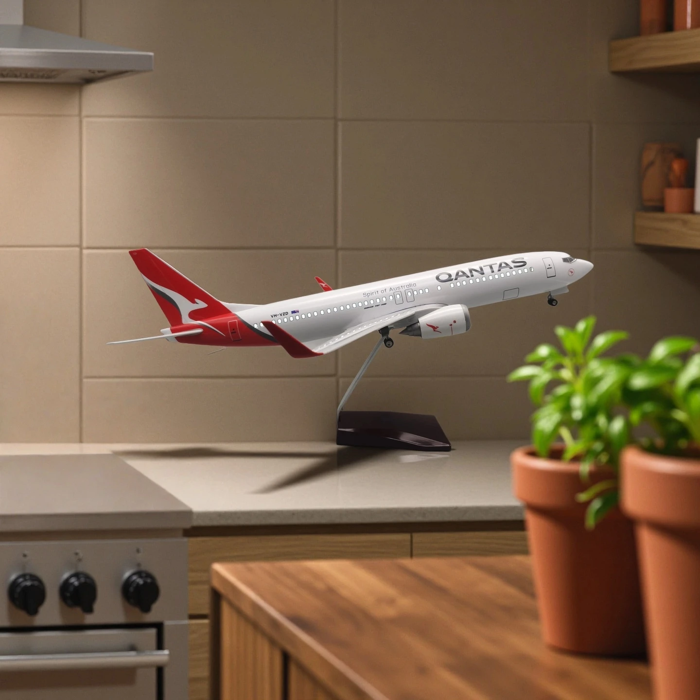 

1:85 Scale 47CM Die-Cast Resin B787/B747/A380/B737 Airbus Australian Airlines Qantas Series Aircraft Model Toy With Lights and W