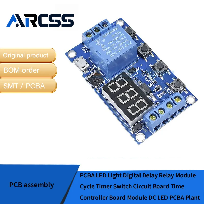Pcba luz led módulo de relé de atraso digital ciclo temporizador interruptor placa de circuito módulo placa controlador tempo dc led pcba planta