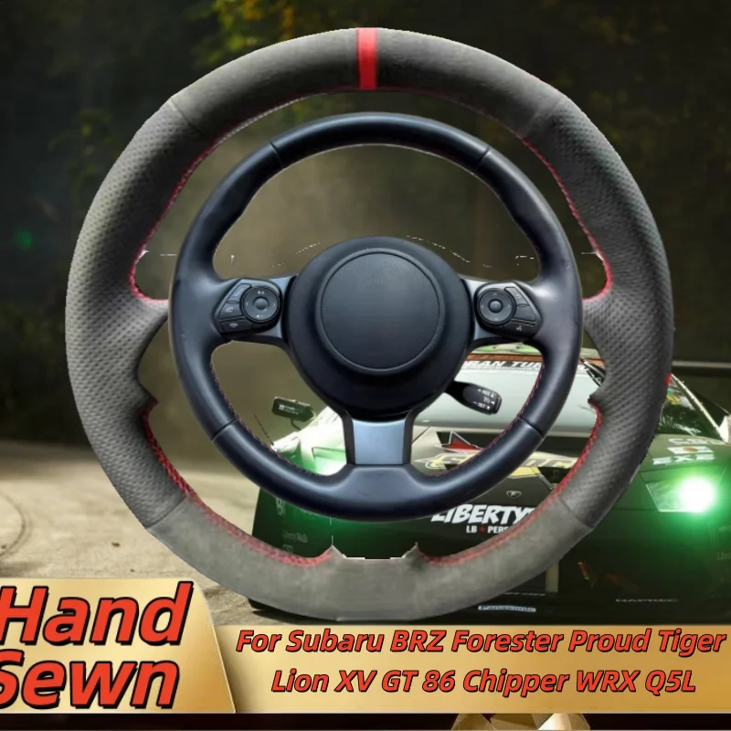 

Hand-Sewn Genuine Leather Car Steering Wheel Cover For Subaru BRZ Forester Proud Tiger Lion XV GT 86 Chipper WRX Q5L