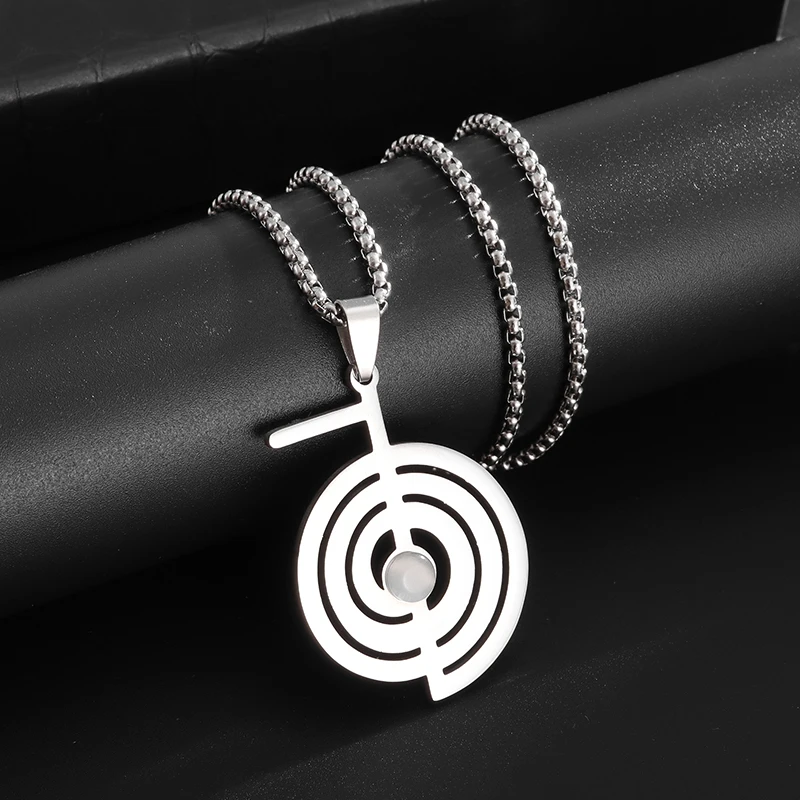 Stainless Steel Cho Ku Rei Pendant Necklace Reiki Protection Healing Chokurei Necklace Energy Yoga Amulet Jewelry Gifts