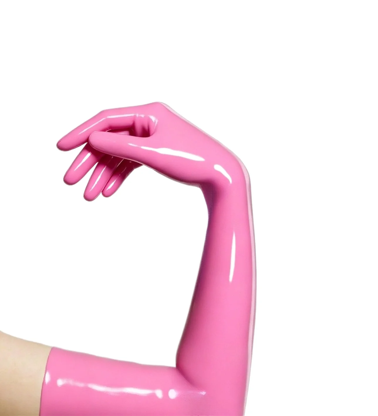 Glänzende Latex-Kurzhandschuhe, dehnbare Gummihandschuhe mit vollen Fingernägeln