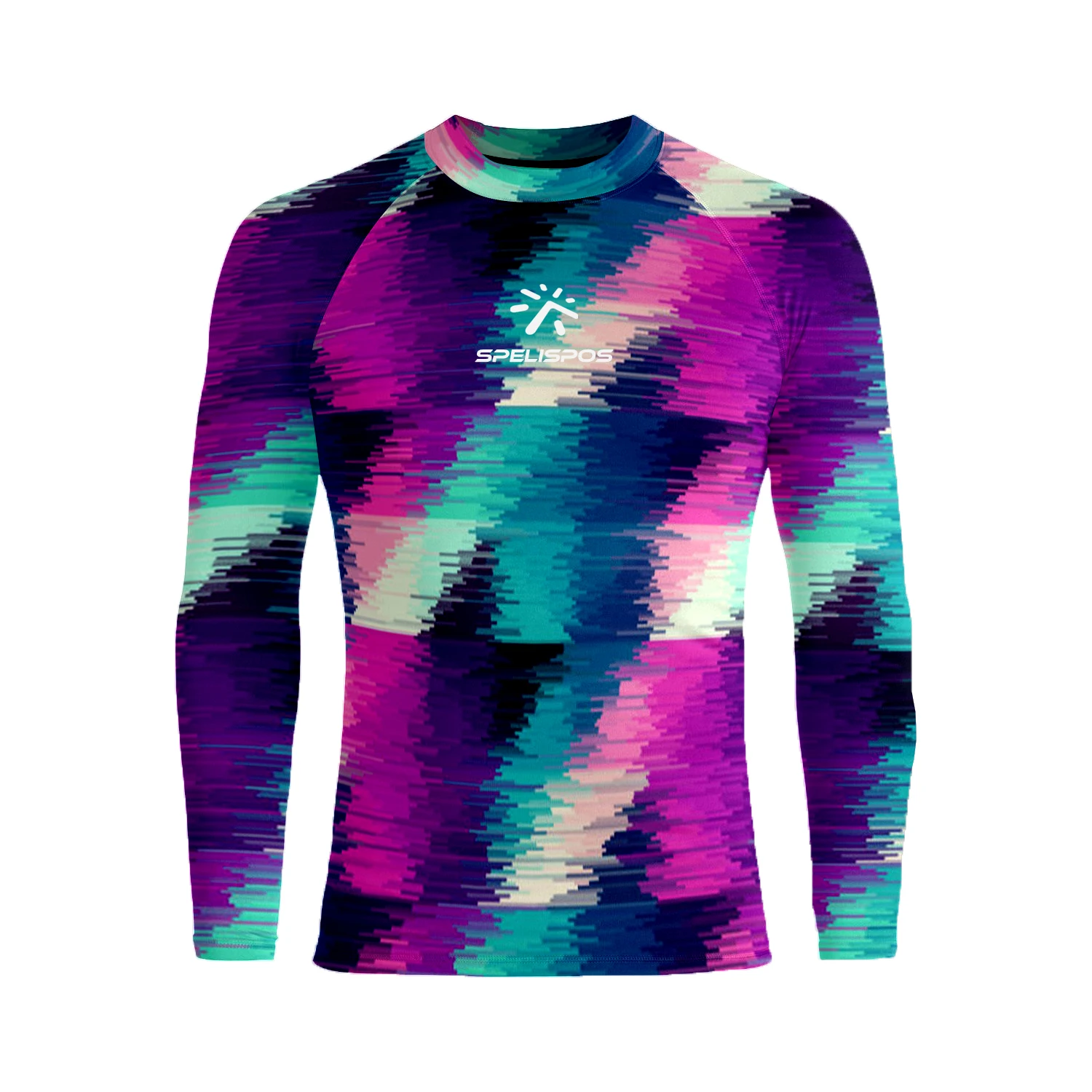 Men Long Sleeve Surfing Shirts Rashguard Sailing Tops Wear UPF50+ Sun Protection Quick Dry High Stretch Colorful Geometric Print