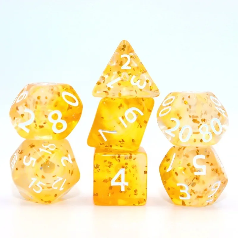 Colorful Shinning Starry Sky Clear Series Polyhedral Digital Dice Set for DND TRPG Party Entertainment Board Table Game Supplies