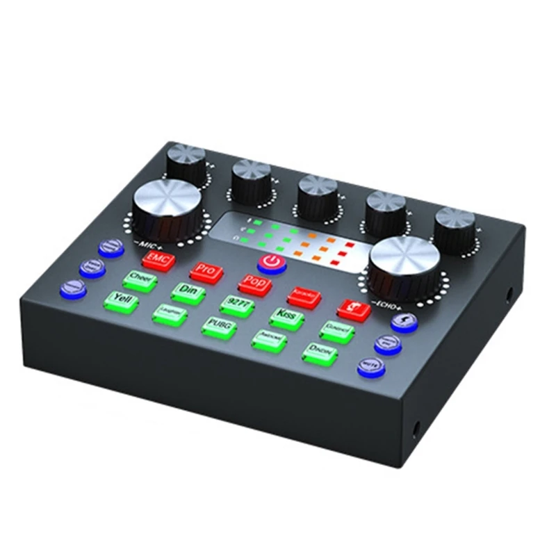 Podcast Microphone Sound Card Mixer Sound Board with Voice Changer Podcast Equipment Condenser Microphone for Phone/PC