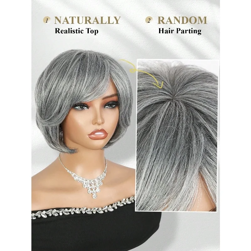 Women's Synthetic Wig with Side-Swept Waves, Voluminous Fashionable Black Curly Hair Wig, Suitable for Daily Wear and Cosplay