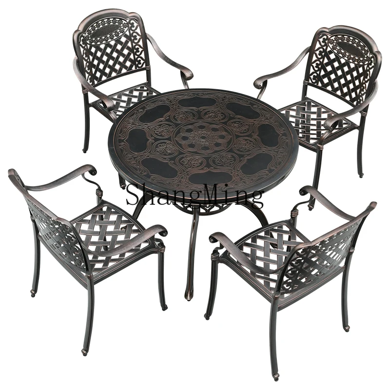 

DHY outdoor table and chair balcony garden courtyard leisure open-air wrought iron table and chair combination