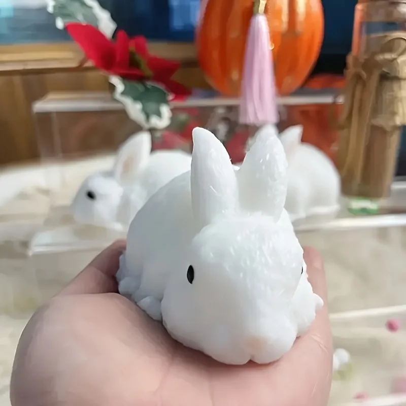 Taba Jouet à presser lapin blanc élastique doux – Rebound lent, Texture épaisse, Design en peluche mignon pour enfants et adultes