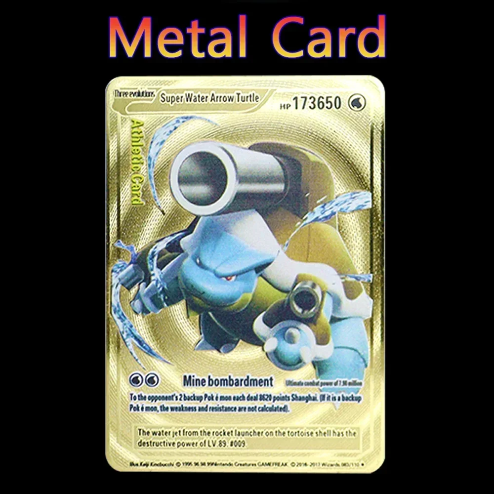 Pokemon 183200 Points High Mach Pikachu Charizard Mewtwo Gold Black English French Metal Card Vmax Mega GX Game Collection Card