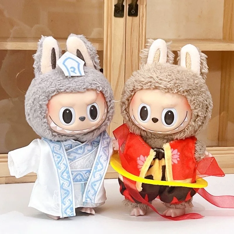 

17cm Mini Plush Doll'S Clothes Outfit Accessories For Korea Kpop Exo Labubu Idol Chinese-style Flame Dragon Dress Up Set Gift