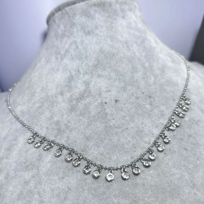 insRetro bubble diamond fringed necklace, round bead chain, exquisite collar chain, unique design, women's jewelry