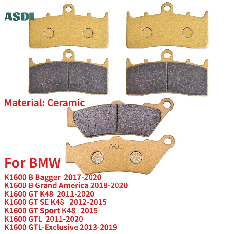 

Motorcycle Front and Rear Brake Pads For BMW K 1600 GT 11-13 K 1600 GT SE 2012-2013 K 1600 GTL 2011-2013 K 1600 GTL E 12-13