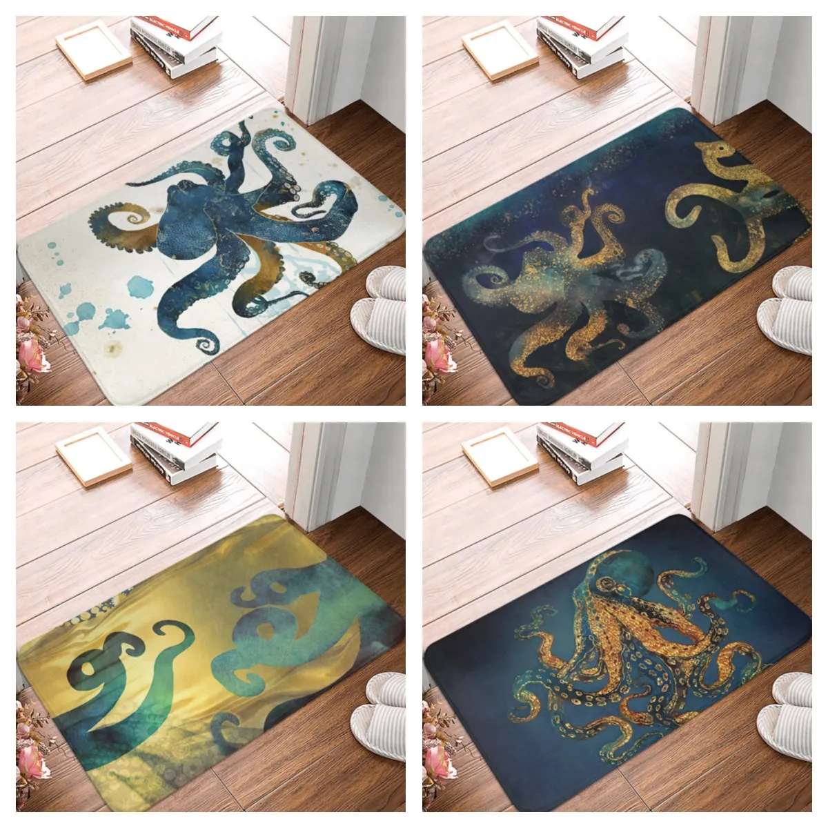 Home Art Kraken Ocean Theme Red Giant Octopus Tentacles In The Oceans Oil Painting Door Mats Kitchen Floor Bath Entrance Rug Mat