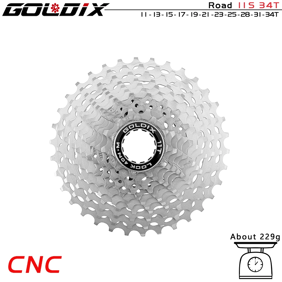 GOLDIX Ultraleichte Rennkassette 11S/12Gang Fahrradfreilauf 28T/32T/34T36T CNC Hollow Out Schwungrad HyperGlide System