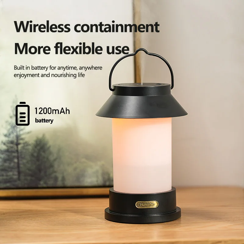 Vintage Chandelier Humidifier 400ml LED Three Color Ambient Night Light Aromatherapy Moisturizing Beauty Outdoor Camping Light