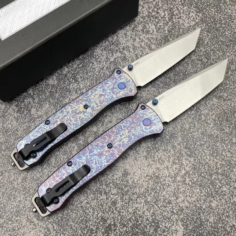 BM-537 Titanium Alloy Lightning Pattern Handle High Hardness Sharp Folding Knife Outdoor Camping Portable Pocket Knife