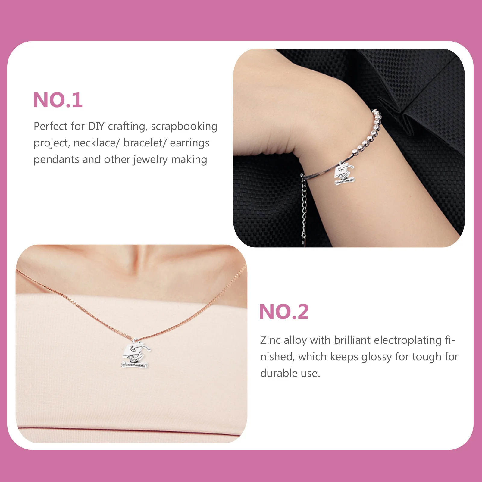 

100Pcs Doctoral Hat Charms Zinc Alloy Silver DIY Crafting Jewelry Findings Necklace Bracelet Pendants Graduation Gift