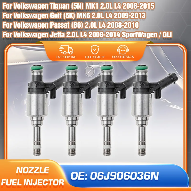 

Car Fuel Injector Nozzle For Volkswagen Golf Jetta 2009-2013 Volkswagen Tiguan 2008-2015 Volkswagen Passat B6 2008-2010 2.0L L4