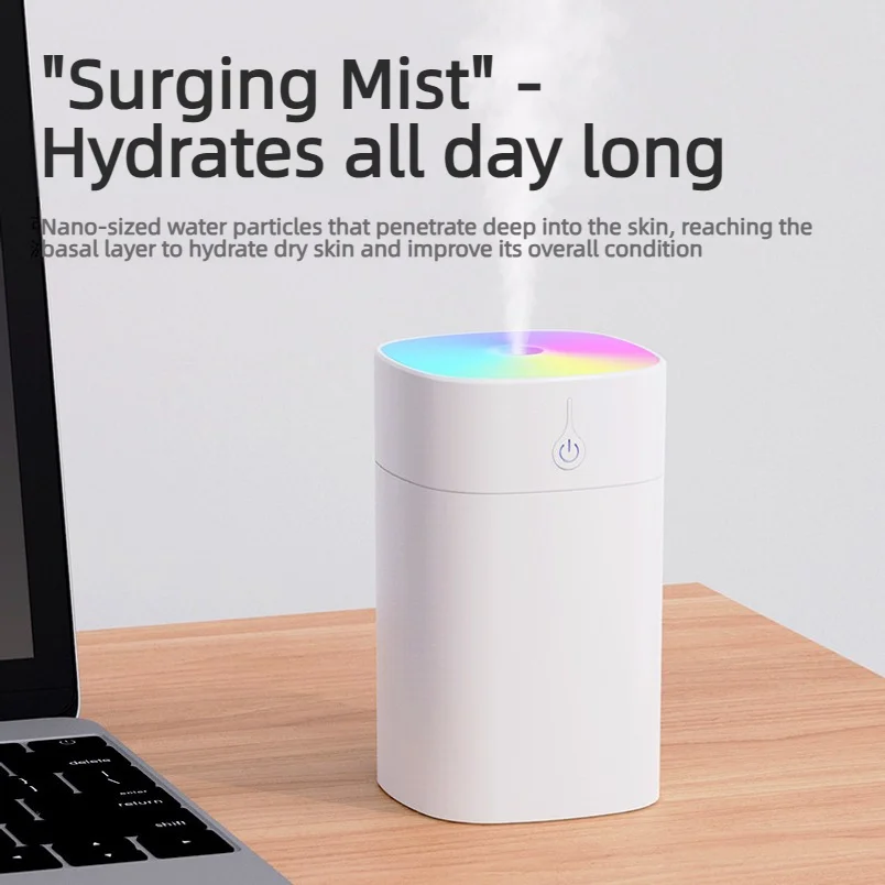 400mlportable Usb Mini Humidifier Quiet Air Moisturizer With Colorful Running Led Ambient Lights For Home Desktop Car Indoor Use