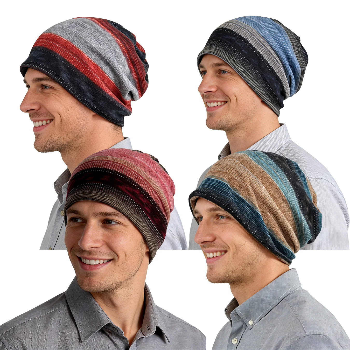 Fashionable striped pile cap - versatile, comfortable, fashionable, personalized, and a must-have for seasonal trends
