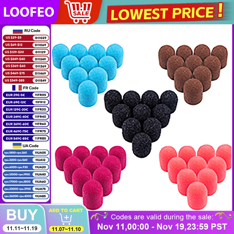 10 pz Cappucci per levigatura delle unghie con gomma Gel Polish Remover Punta da trapano per unghie Mulino per molatura Tappo di sabbia Strumento per pedicure per macchina per manicure