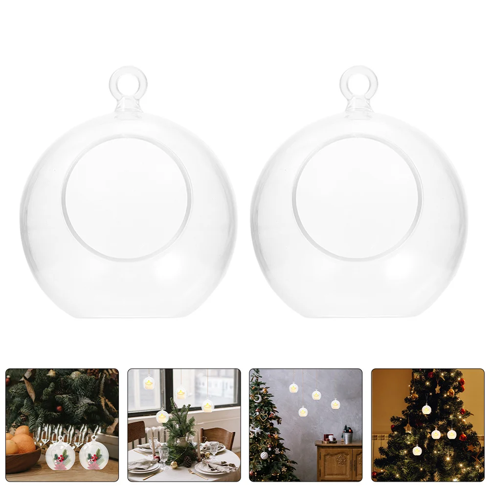 

20 Pcs Christmas Decoration Ball Fillable Sphere Ornaments Small Plastic Hanging Globes Baubles for Candles