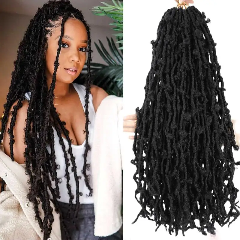 18 Inch Pre Looped Butterfly Locs Crochet Hair Natural Synthetic Dreadlock Braids Soft Hair Extension For Women Styling Use