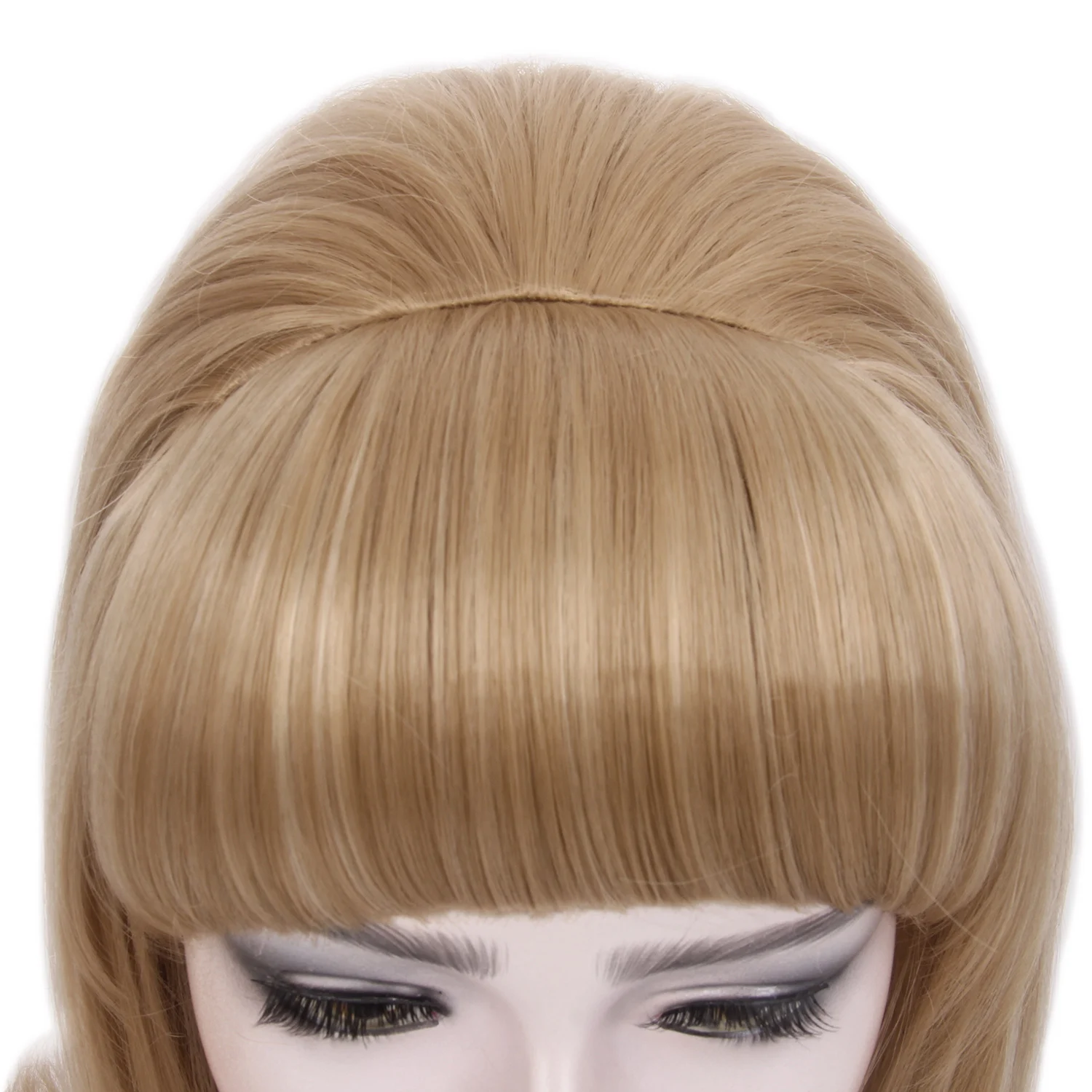 15inch Blonde Halloween Costume Party Wig 1960s Synthetic Hair Wig With Bang For Women