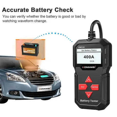 KONNWEI 자동 스마트 12V 자동차 배터리 테스터, 자동 배터리 분석기, 100 ~ 2000CCA 크랭킹 자동차 배터리 테스터, KW210, 신제품 KONNWEI 자동 스마트 12V 자동차 배터리 테스터, 자동 배터리 분석기, 100 ~ 2000CCA 크랭킹 자동차 배터리 테스터, KW210, 신제품