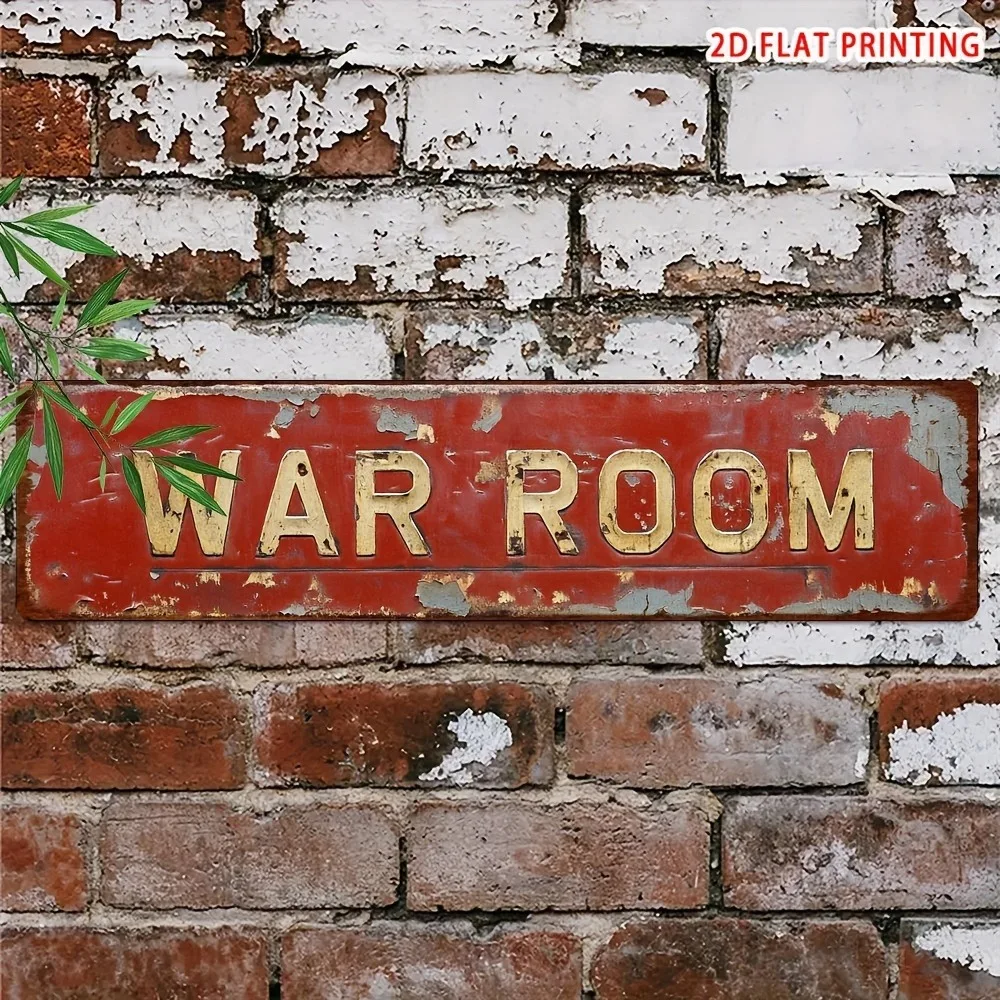 لافتة معدنية من القصدير لغرفة الحرب الرجعية - ديكور مسطح ثنائي الأبعاد مقاس 4 × 16 بوصة، لوحة فنية جدارية لمرآب المزرعة #3
