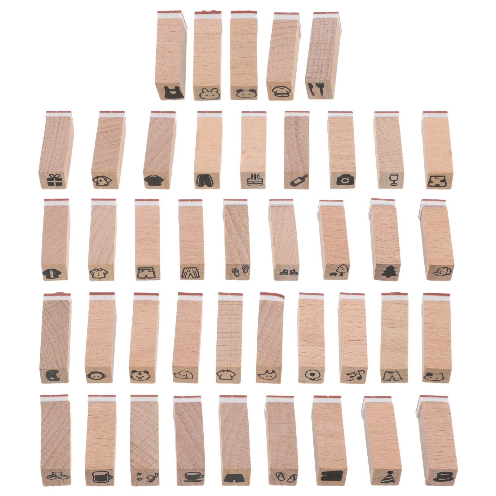 42 pçs selos de animais de madeira de natal mini kit de carimbo de borracha dos desenhos animados selos de bloco de madeira para diy artesanato cartão suprimentos