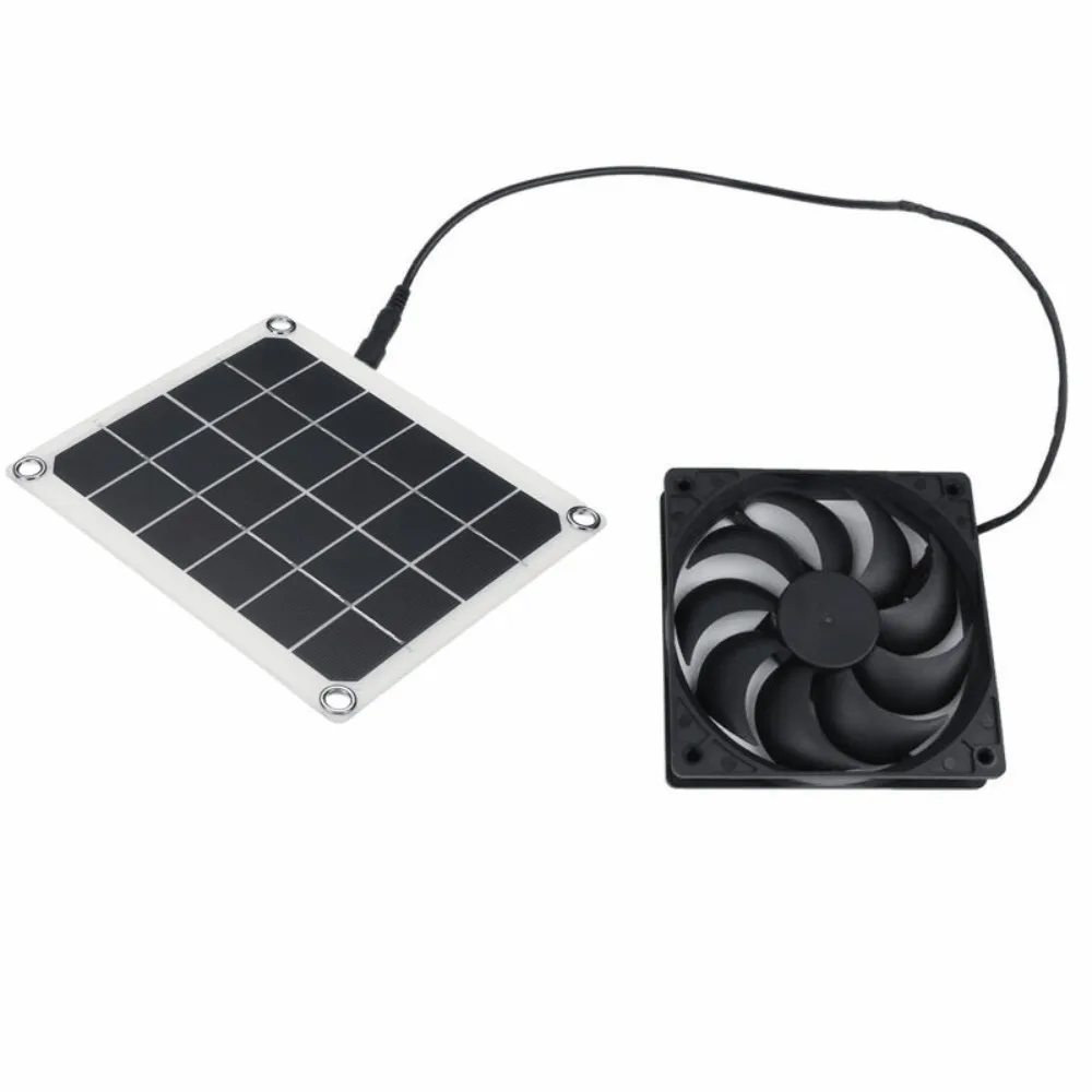 5W Solarpanel-Lüfter-Set 5V mit 12cm Lüfter für Auto, Zelt, Camping, Belüftung, Kühlung, USB DC5521, tragbar für den Außenbereich