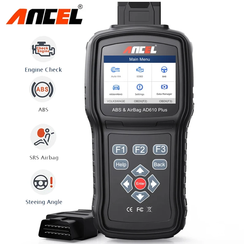 

Ancel AD610 Plus OBD2 Car Automotive Scanner Engine ABS SRS Airbag SAS Reset Three System Code Reader Auto Diagnostic Scan Tools