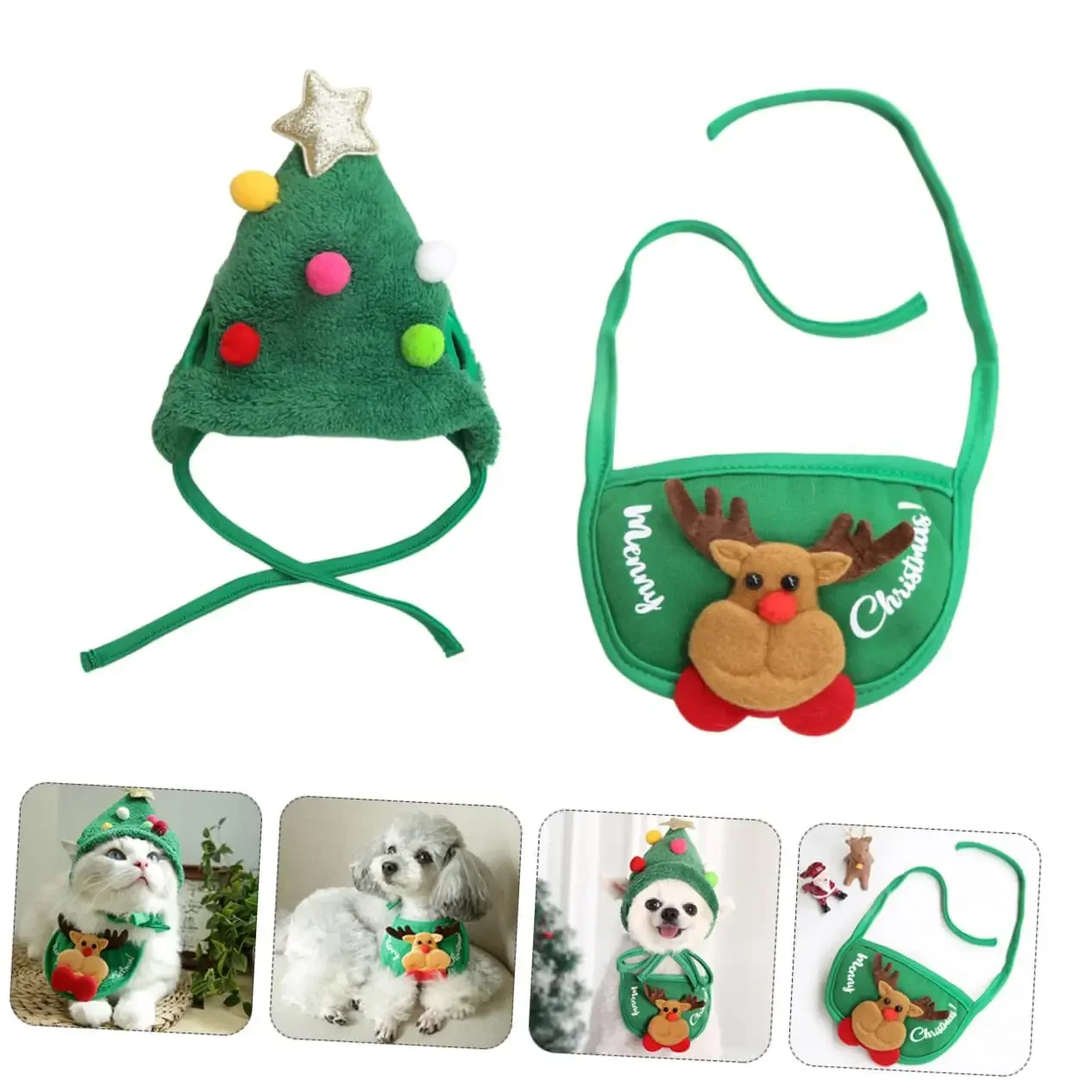 

Cute Antlers Christmas Pet Hat, Cat and Dog Clothes, Scarf, Dress Up Supplies, Fall and Winter
