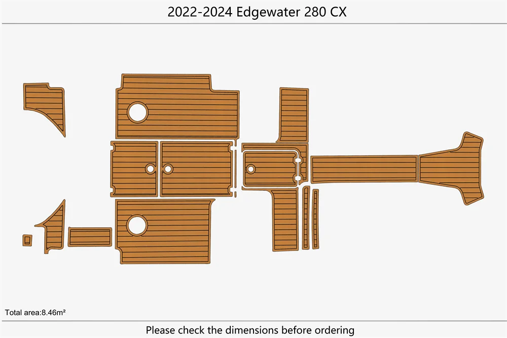 Eva foam Fuax teak seadek marine floor For 2022-2024 Edgewater 280 CX Cockpit Swim Platform 1/4